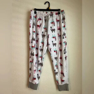 PJ Couture llama fleece holiday pajama jogger bottoms size M